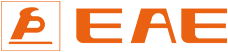 EAE Oranssi ja valkoinen EAE-yrityksen logo, joka on erikoistunut autojen nostimiin.