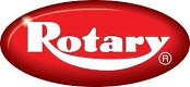 Rotary Lift Puna-valkoinen Rotary Lift -yhtiön logo, joka valmistaa ajoneuvonostimia.