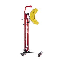 Punainen pyörillä varustettu Good Tool Brake Truck I Plus jarrusatulanostin keltaisella satulatuella.