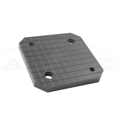 Kumilevy nostotallalle ruudukkokuvioinnilla ja neljällä kulmareiällä.